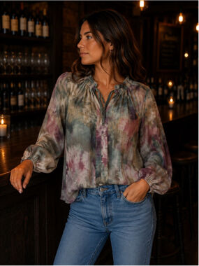 Women's HAVER London Blouse Size M Multicolor Floral Print Summer